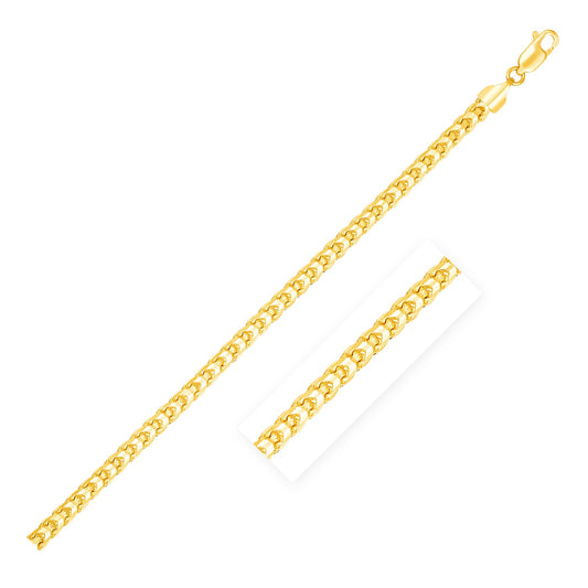 14k Yellow Solid Gold Diamond Cut Round Franco Chain (2.70 mm)