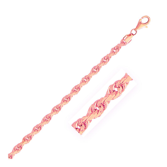 14k Rose Gold Solid Diamond Cut Rope Chain (4.00 mm)