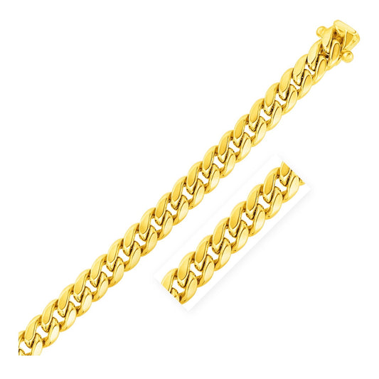 10.7mm 10k Yellow Gold Semi Solid Miami Cuban Bracelet
