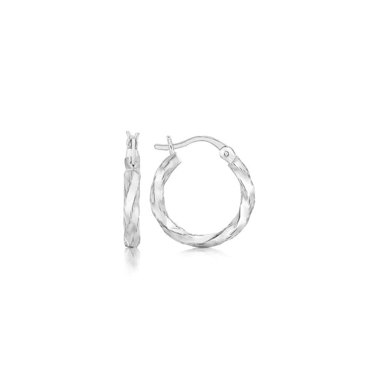 Spiral Style Polished Hoop Earrings in Sterling Silver(3x15mm)