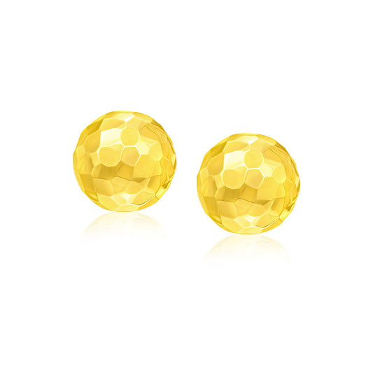 14k Yellow Gold Round Faceted Style Stud Earrings(7mm)